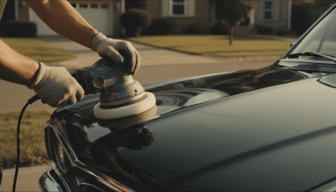 Paint correction and polishing on luxury car exterior