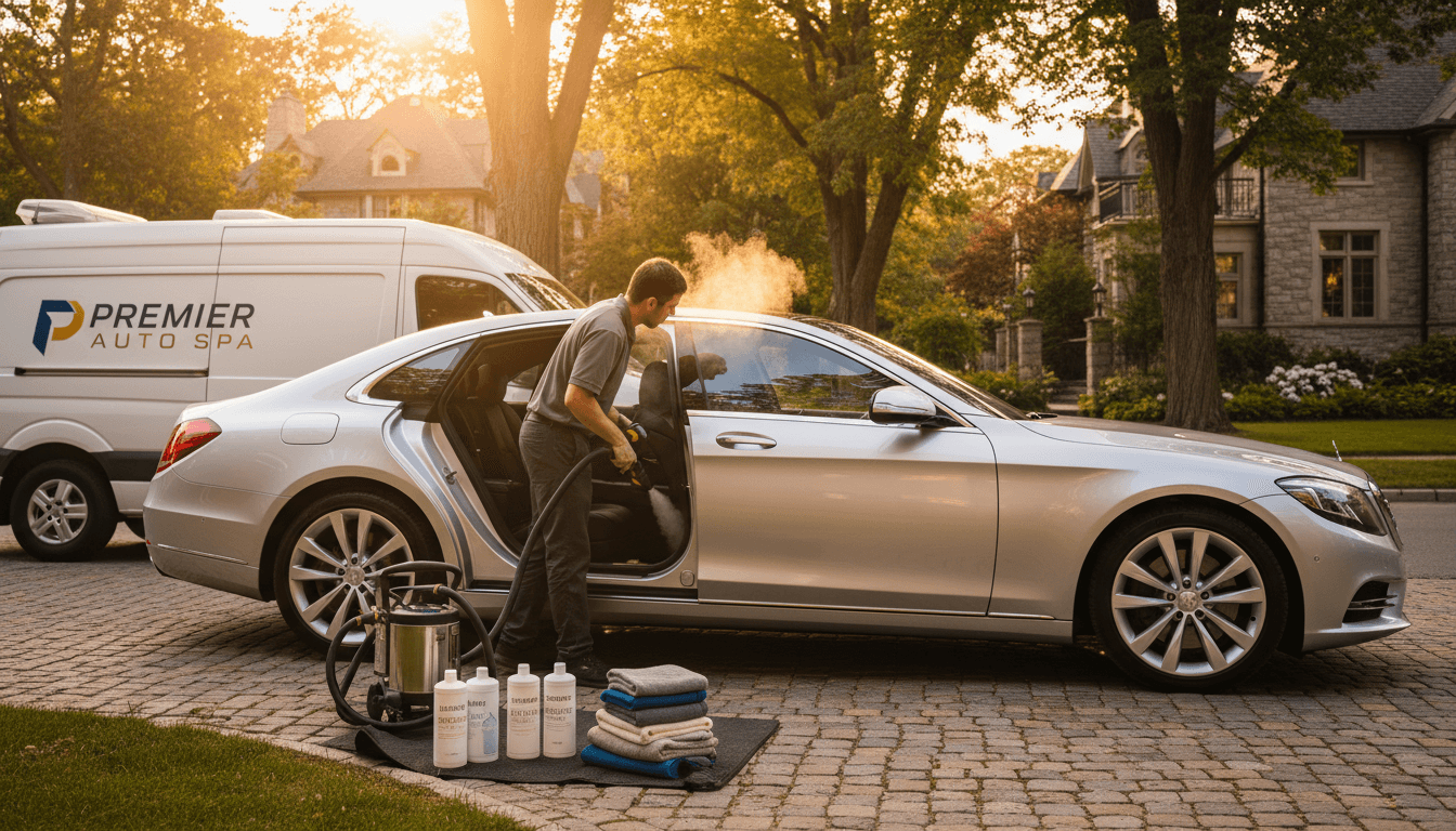 Mobile detailing in progress at luxury home in Ottawa